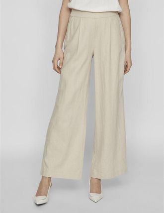 Vila Wijde broek met plooien, hoge taille