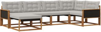 vidaXL Conjunto De Sof&aacute;s De Exterior 6 Uds. Natural Y Gris Claro Vidaxl