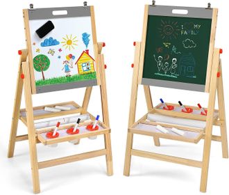 Costway Costway Caballete 3 In 1 Plegable Caballete Art&iacute;stico De Madera Regulable En Altura Para Ni&ntilde;os M&aacute;s De 3 A&ntilde;os