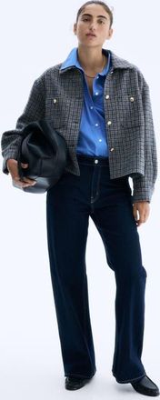 H&M Oversized Jacket in Gray/checked at Nordstrom, Size Xx-Small