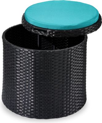 Best Choice Products Round Wicker Ottoman, Multipurpose Furniture w/ Removable Cushion, Steel Frame