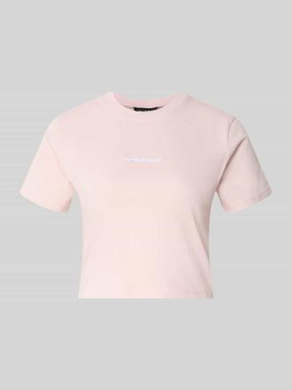 Pegador Cropped T-Shirt mit Label-Stitching in Rosa, Gr&ouml;&szlig;e XL