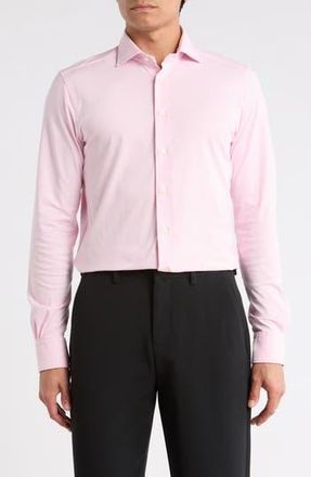 Emanuel Berg 4Flex Stretch Modern Fit Knit Dress Shirt in Pink at Nordstrom Rack, Size 40