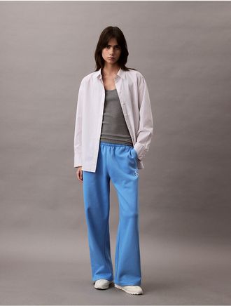 Calvin Klein Jeans Calvin Klein Womens Monologo Fleece Wide Leg Sweatpants - Blue - L