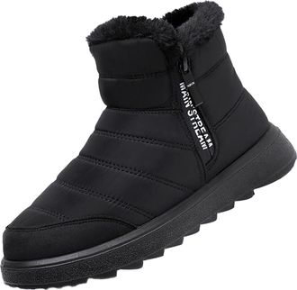 Generic Knee Length Boots for Women Deer Prints Flat Round Toe Lazy Suede Shoes Boots Leather Walking Boots (Black, 4.5)