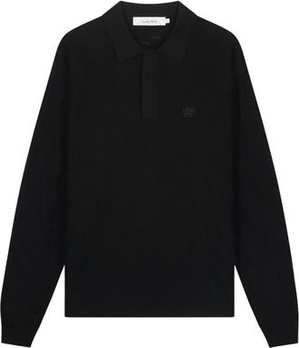 Filling Pieces Knit Shirt Rugby - Heren - Polos - Zwart - L - Polyester - Tops