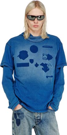 Diesel T-shirt with shadow-effect patches - T-Shirts - Man - Blue