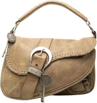 Dior Pre-owned Gaucho Leren Schoudertas - Dames - Vintage Schoudertas - Beige - ONE Size - Leer - Vintage