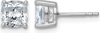 Diamond2Deal 14k White Gold 2ctw Cushion Lab Grown Diamond Stud Earrings VS Clarity, G-H Color