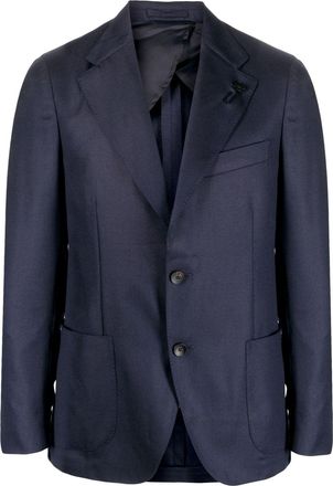 Lardini brooch-detail single-breasted blazer - men - Cashmere/Wool/Silk/Polyester - 48 - Blue