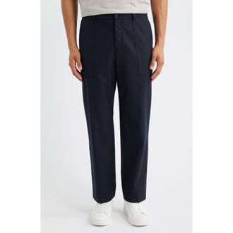 BOSS Pitt Patch Virgin Wool Straight Leg Pants in Dark Blue at Nordstrom Rack, Size 36