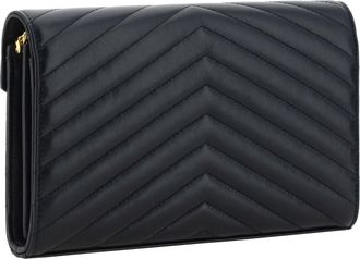 Saint Laurent Womens Wallet Monogram Black Leather Lambskin Shoulder Bags