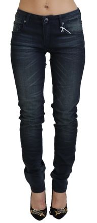 Acht Womens Skinny Jeans Stretch Denim - Dark Blue Cotton - Size 27 (Waist)