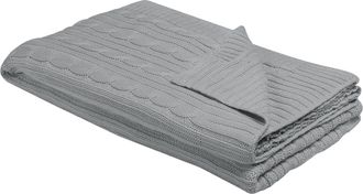 Beliani Manta De Algod&oacute;n Gris Claro 110 X 180 Cm Para Cama Sof&aacute; Sill&oacute;n Estilo Boho Anamur