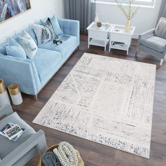 Tapiso Alfombra de polipropileno en crema y azul 160x220 cm
