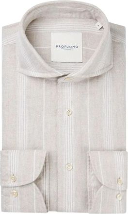 Profuomo Beige Stijlvolle Shirt - Heren - Casual Overhemden - Beige - L - Overhemden