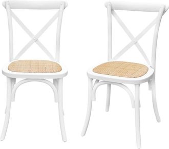 Sweeek Silla de bistr&oacute; vintage de madera, set de 2, blanco