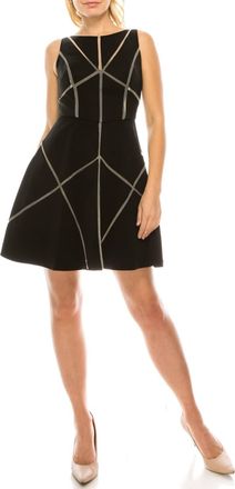 Aidan Mattox Sleeveless Geometric Mesh Party Dress In Black