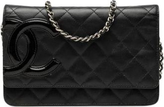Chanel Pre-owned Quilted Lambskin Wallet On Chain - Dames - Vintage Schoudertas - Zwart - ONE Size - Leer - Vintage