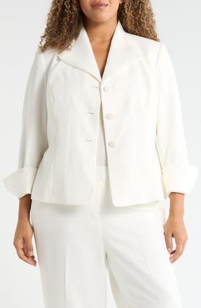 Kasper Winged Lapel Three-Button Blazer in Vanilla Ice at Nordstrom, Size 14W