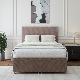 Bedmaster Chenille Ottoman Divan Base & Plain Headboard in Silver | Size: Double