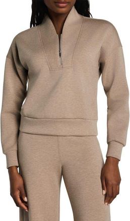 Spanx AirEssentials Shawl Collar Half Zip Pullover in Dune Heather at Nordstrom, Size 3 X