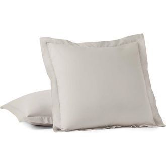 Coyuchi 300 Thread Count Organic Cotton Percale Pillow Sham in Stone at Nordstrom, Size Standard