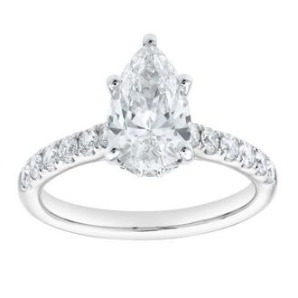 LuvMyJewelry Rasha 14K White Gold Pear Lab Grown Diamond Hidden Halo Engagement Ring - 2 Ct at Nordstrom, Size 7