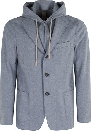 Eleventy Single-Breasted Jacket With Drawstring Hood