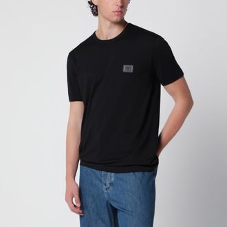 Dolce & Gabbana T-shirt in cotone con placca logata nera