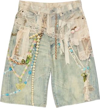 Acne Studios lace-embellishment shorts - men - Cotton - 46 - Blue