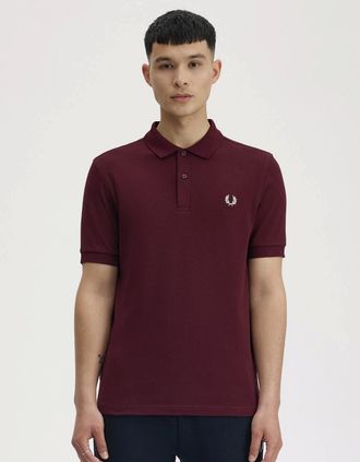 Fred Perry Mens Fred Perry Mens Plain Signature Polo Shirt - Oxblood/Ecru 597 - Size: 40
