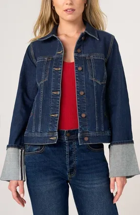 Liverpool L.A. Cuffed Selvedge Denim Trucker Jacket in Cosmic Dust at Nordstrom, Size X-Large