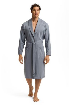 Hanro Night And Day Shawl Collar Cotton Robe in Cliff Grey at Nordstrom, Size Xx-Large