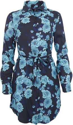 Lords of Harlech Dorethy Stretch Viscose Shirt Dress in Serious Floral Navy at Nordstrom, Size Xx-Large