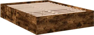 vidaXL Estructura De Cama Madera De Ingenier&iacute;a Roble Ahumado 120x190cm Vidaxl