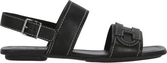 Hogan Black H685 Embossed H Sandals