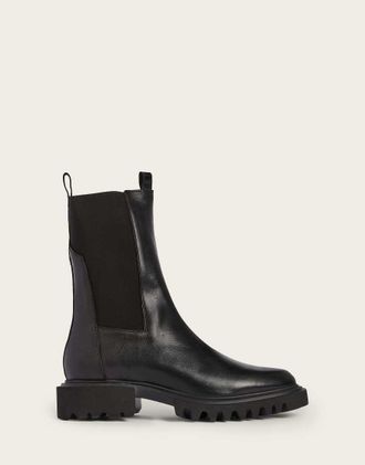 AllSaints stivali in pelle Hallie neri-Nero