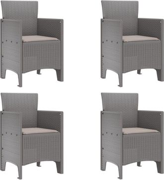 vidaXL Silla De Jard&iacute;n 4 Pcs Gris Claro 53 X 49 X 85 Cm Pp Vidaxl