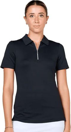 Sofibella Golf Colors Womens Short Sleeve Golf Polo in Black at Nordstrom, Size X-Large