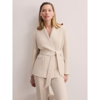 The Fold Selsey Doppio Crepe Blazer in Neutral at Nordstrom, Size 12