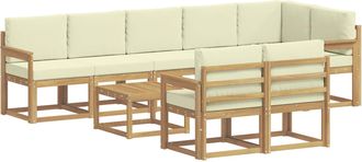 vidaXL Conjunto De Sof&aacute;s De Exterior 9 Uds. Blanco Y Crema Poli&eacute;ster Vidaxl