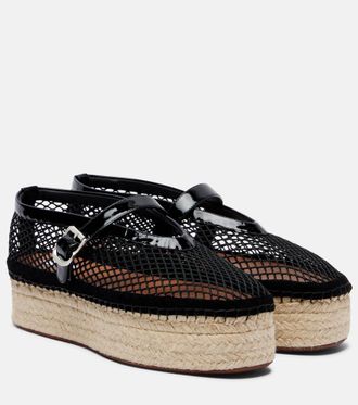 Alaia Ala&iuml;a Fishnet leather-trimmed espadrilles