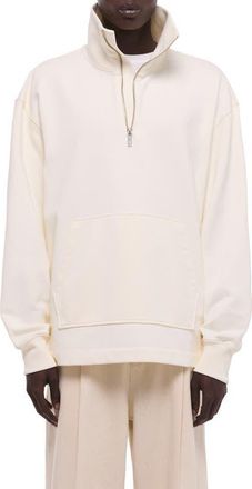 Helmut Lang Quarter Zip Sweatshirt in Vintage White at Nordstrom, Size Xx-Large