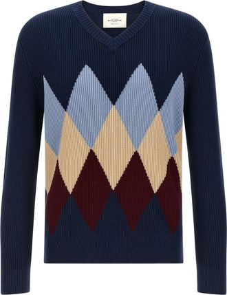 Ballantyne Blue Argyle Pattern Sweater