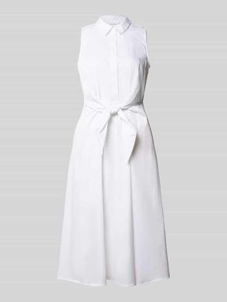 Comma Hemdblusenkleid aus Satin in Midil&auml;nge in Weiss, Gr&ouml;&szlig;e 34