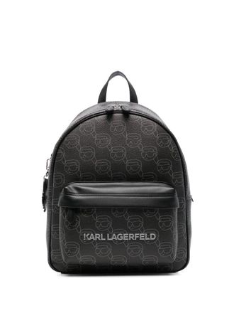 Karl Lagerfeld Ikon Monogram backpack - women - Polyurethane/Polyester - One Size - Black