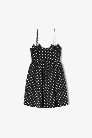 Ganni Polka-Dot Satin Mini Dress - Size 10/12 Black