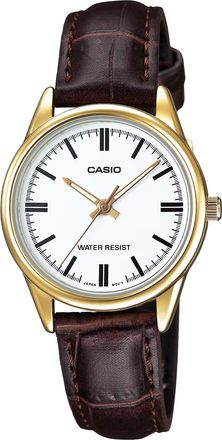 Casio Womens Gold-Tone Watch with White Dial and Brown Leather Band - LTP-V005GL-7AUDF
