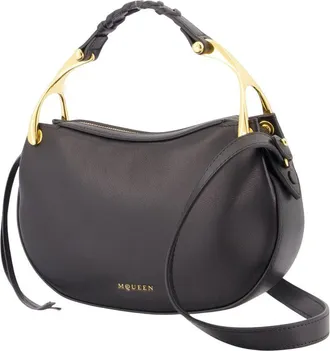 Alexander McQueen Womens Wishbone Mini Crossbody Leather Black Calfskin Bags Crossbodies